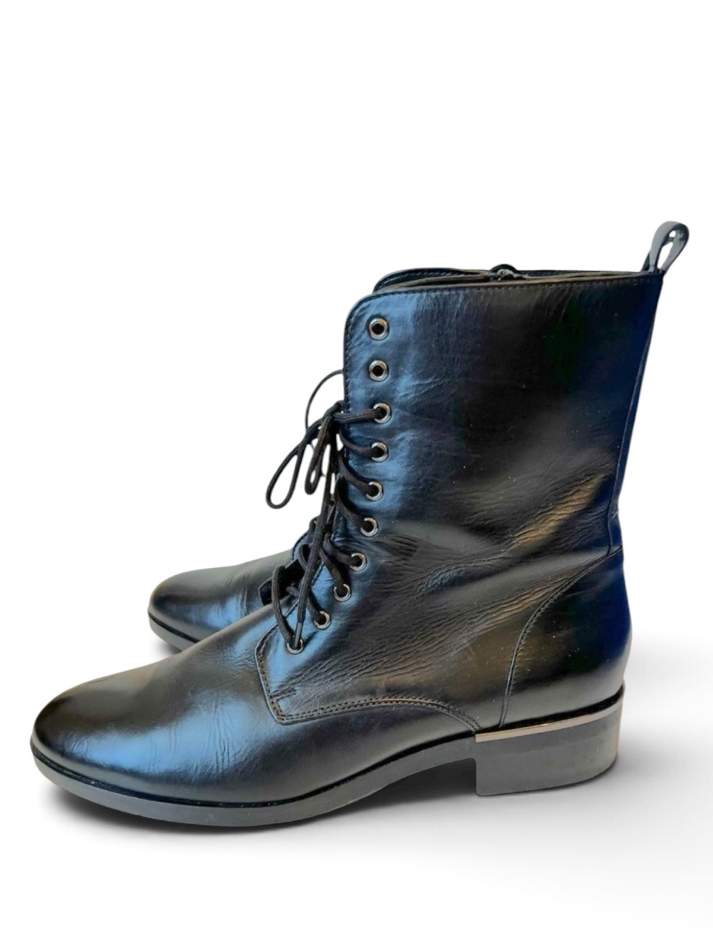 Hogl Soho Leather Lace Up Mid Calf Combat Boots